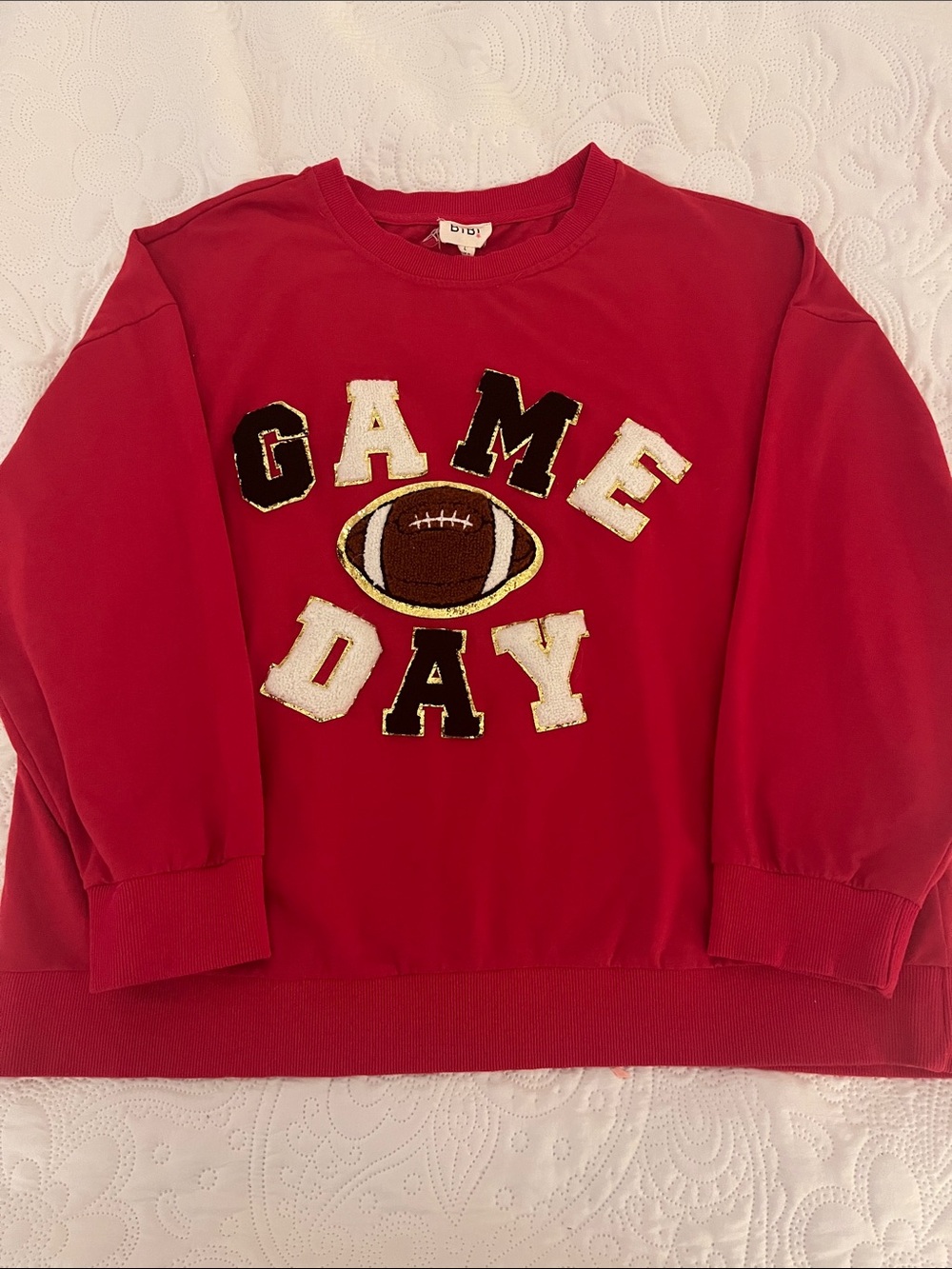 BiBi Red and Black Soft Football 'Game Day' Pullover L Super Cute!